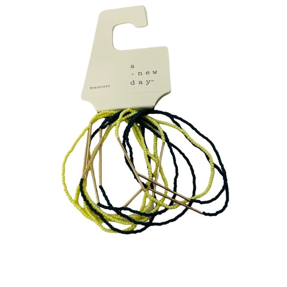 A New Day Chartreuse Teal Beaded Bracelets